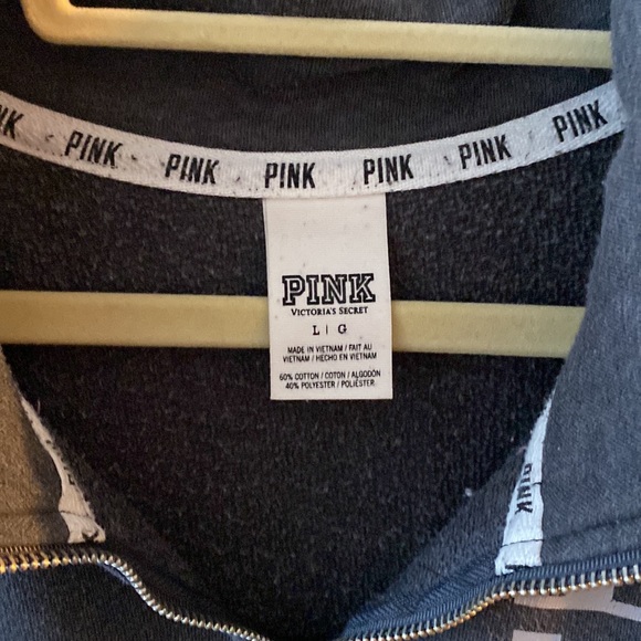 🎉 2/$40🎉 Victoria’s Secret PINK 1/4 zip up, dark grey - Picture 3 of 3